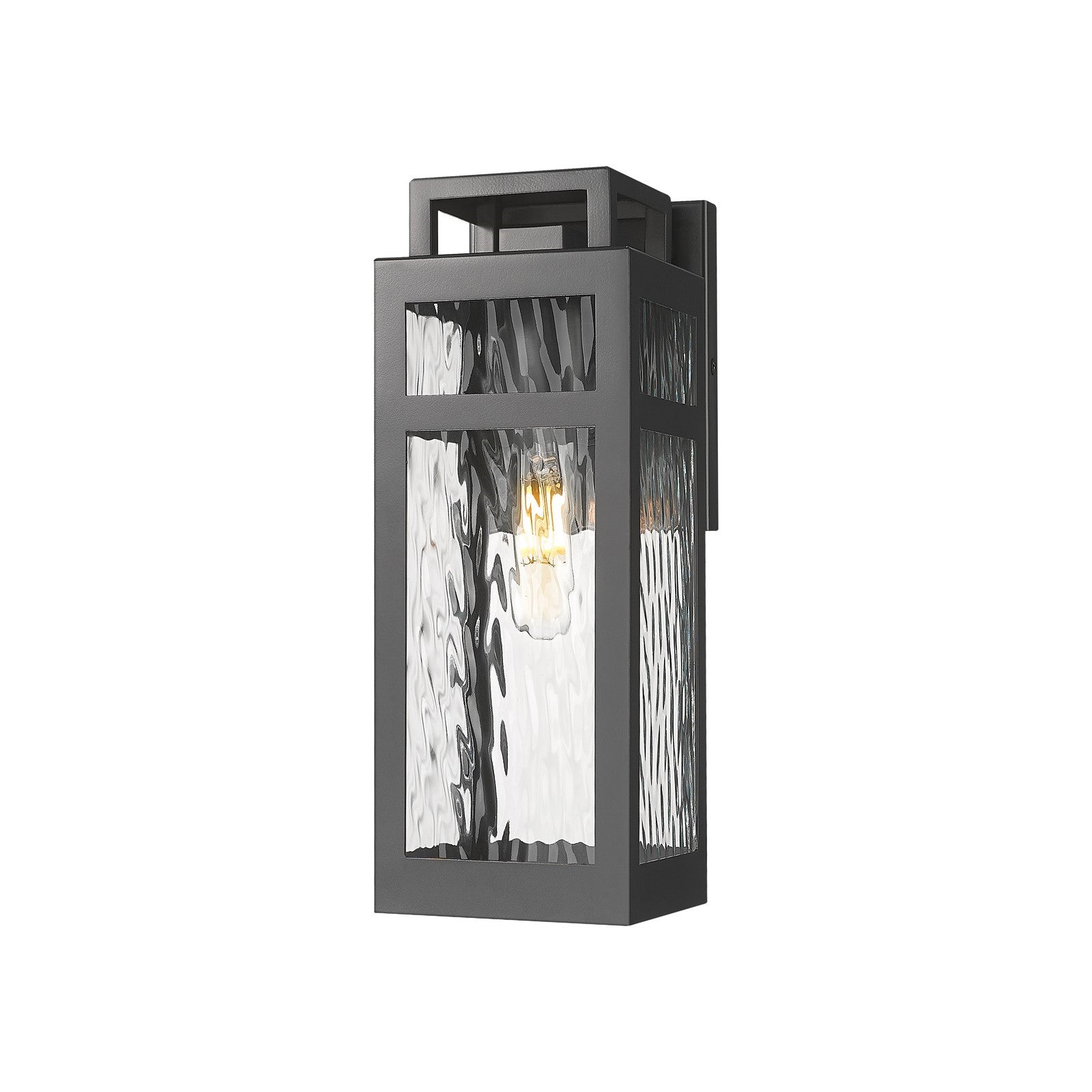 Innovations Ridgeway 4.5in 1-Light Wall Sconce | Modern Matte Black Aluminum and Water Glass | Covered Patios & Entryways | Model 9953-1W-BK-13-WG