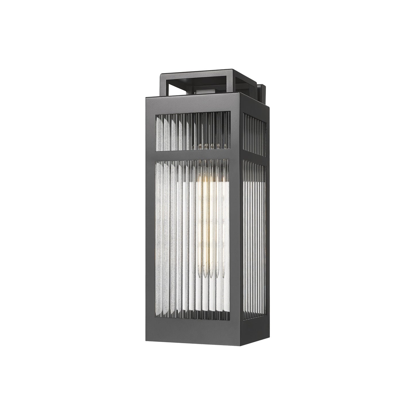 Innovations Ridgeway 5.5in 1-Light Wall Sconce | Modern Matte Black Aluminum and Striped Clear Glass | Covered Patios & | Model 9953-1W-BK-15-SCL