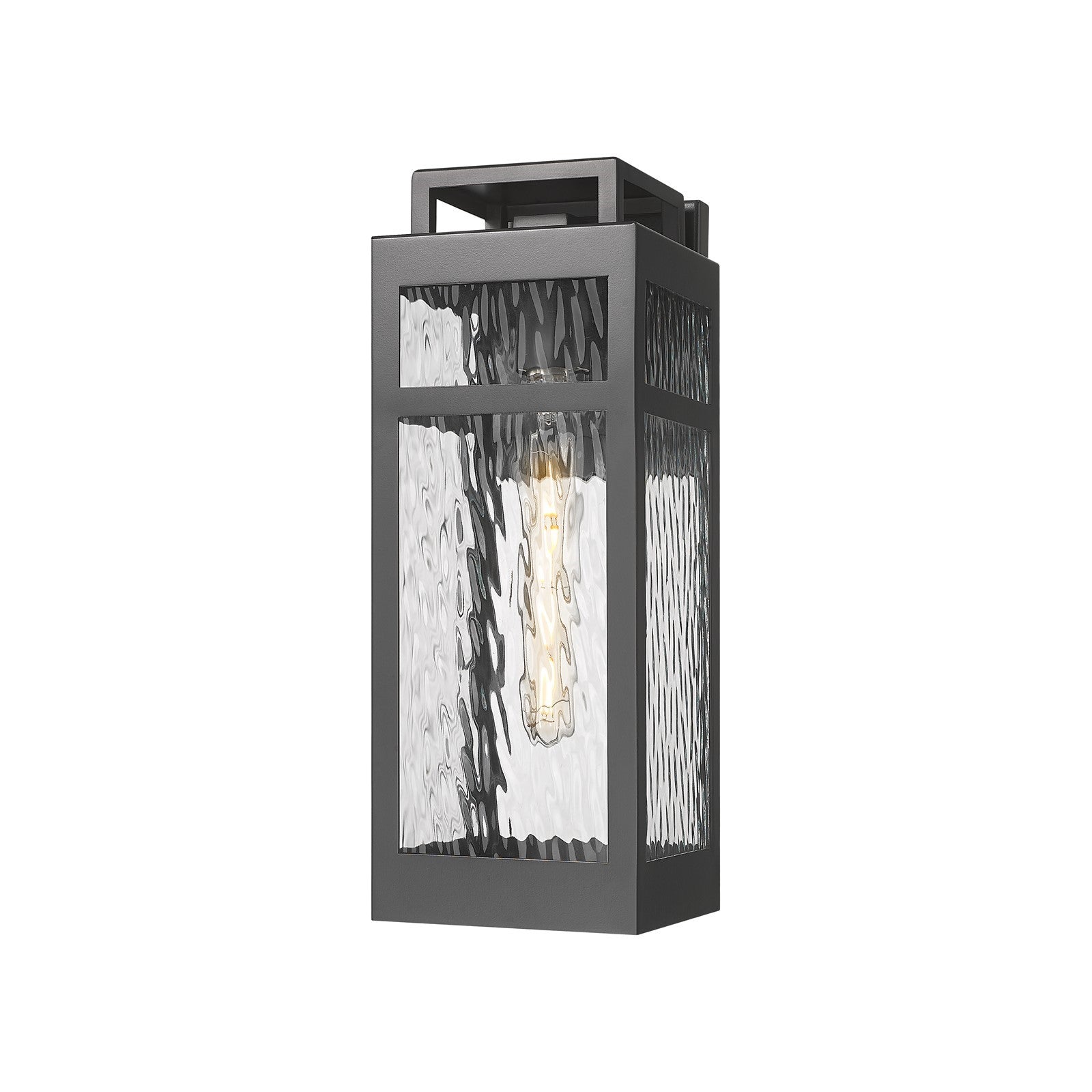 Innovations Ridgeway 15in 1-Light Wall Sconce | Modern Matte Black Aluminum and Water Glass | Covered Patios & Entryways | Model 9953-1W-BK-15-WG