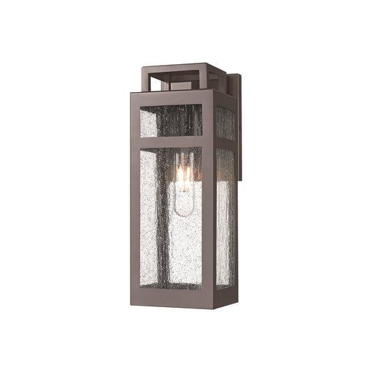 Innovations Ridgeway 12.5in 1-Light Outdoor Wall Sconce | Modern Bronze Aluminum and Seedy Glass | Covered Patio & Entryway | Model 9953-1W-BZ-13-SDY