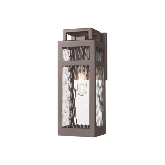 Innovations Ridgeway 12.5in 1-Light Outdoor Wall Sconce | Modern Bronze Aluminum and Water Glass | Covered Patio & Entryway | Model 9953-1W-BZ-13-WG