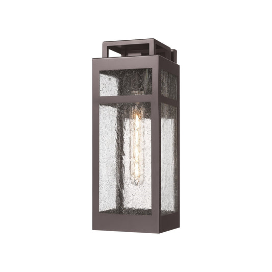 Innovations Ridgeway 15in 1-Light Outdoor Wall Sconce | Modern Bronze Aluminum and Seedy Glass | Covered Patio & Entryway | Model 9953-1W-BZ-15-SDY