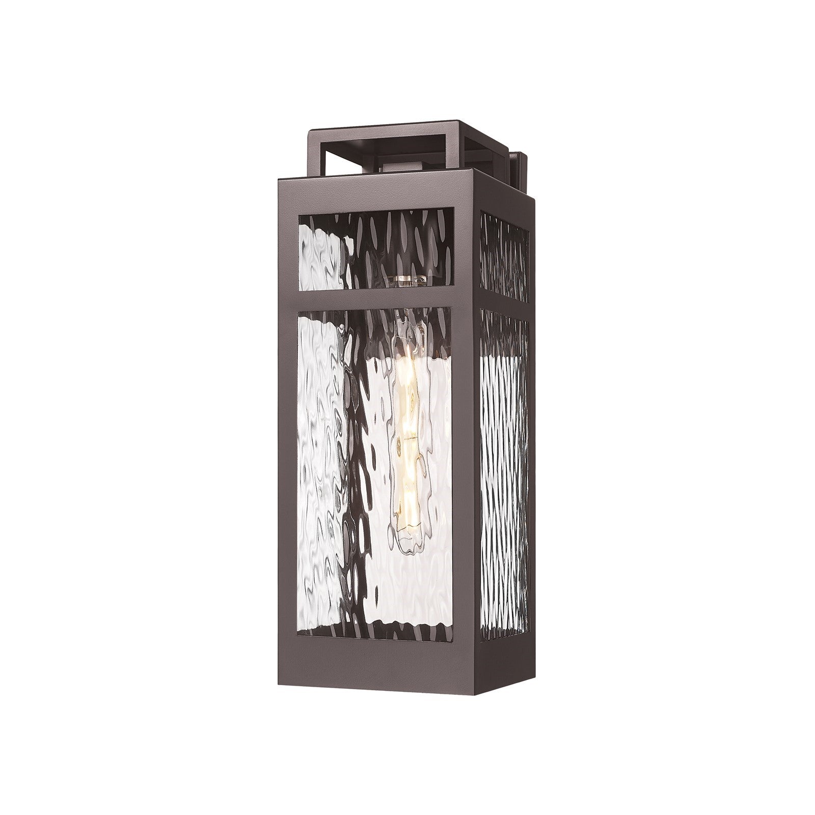 Innovations Ridgeway 15in 1-Light Outdoor Wall Sconce | Modern Bronze Aluminum and Water Glass | Covered Patio & Entryway | Model 9953-1W-BZ-15-WG