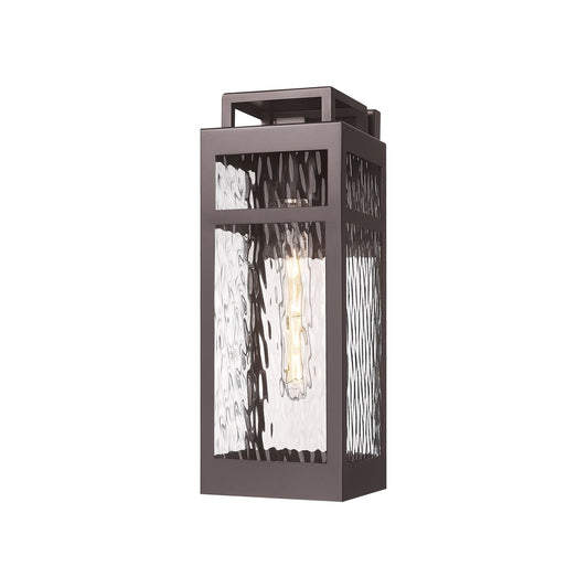 Innovations Ridgeway 15in 1-Light Outdoor Wall Sconce | Modern Bronze Aluminum and Water Glass | Covered Patio & Entryway | Model 9953-1W-BZ-15-WG