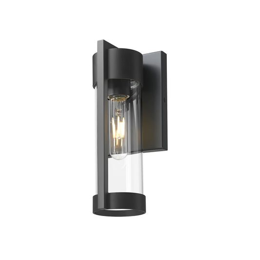 Innovations Stratford 4.75in 1-Light Wall Sconce | Modern Matte Black Aluminum and Clear Glass | Covered Patio & Entryway | Model 9954-1W-BK-10-CL