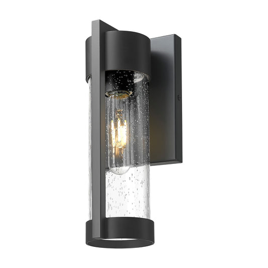Innovations Stratford 10in 1-Light Wall Sconce | Modern Matte Black Aluminum and Seedy Glass | Covered Patios & Entryways | Model 9954-1W-BK-10-SDY