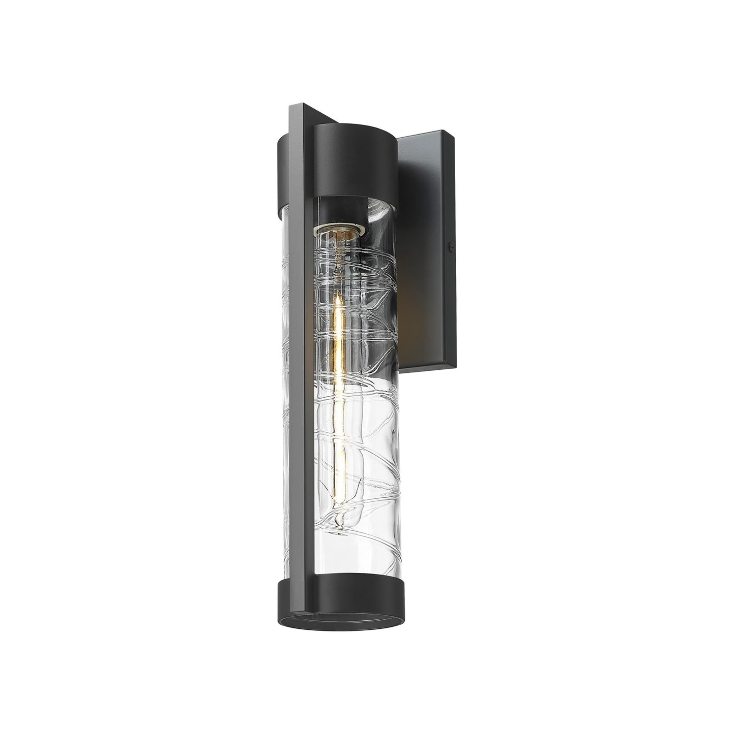 Innovations Stratford 13in 1-Light Wall Sconce | Contemporary Matte Black Aluminum and Deco Swirl Glass | Covered Patios & | Model 9954-1W-BK-13-DE