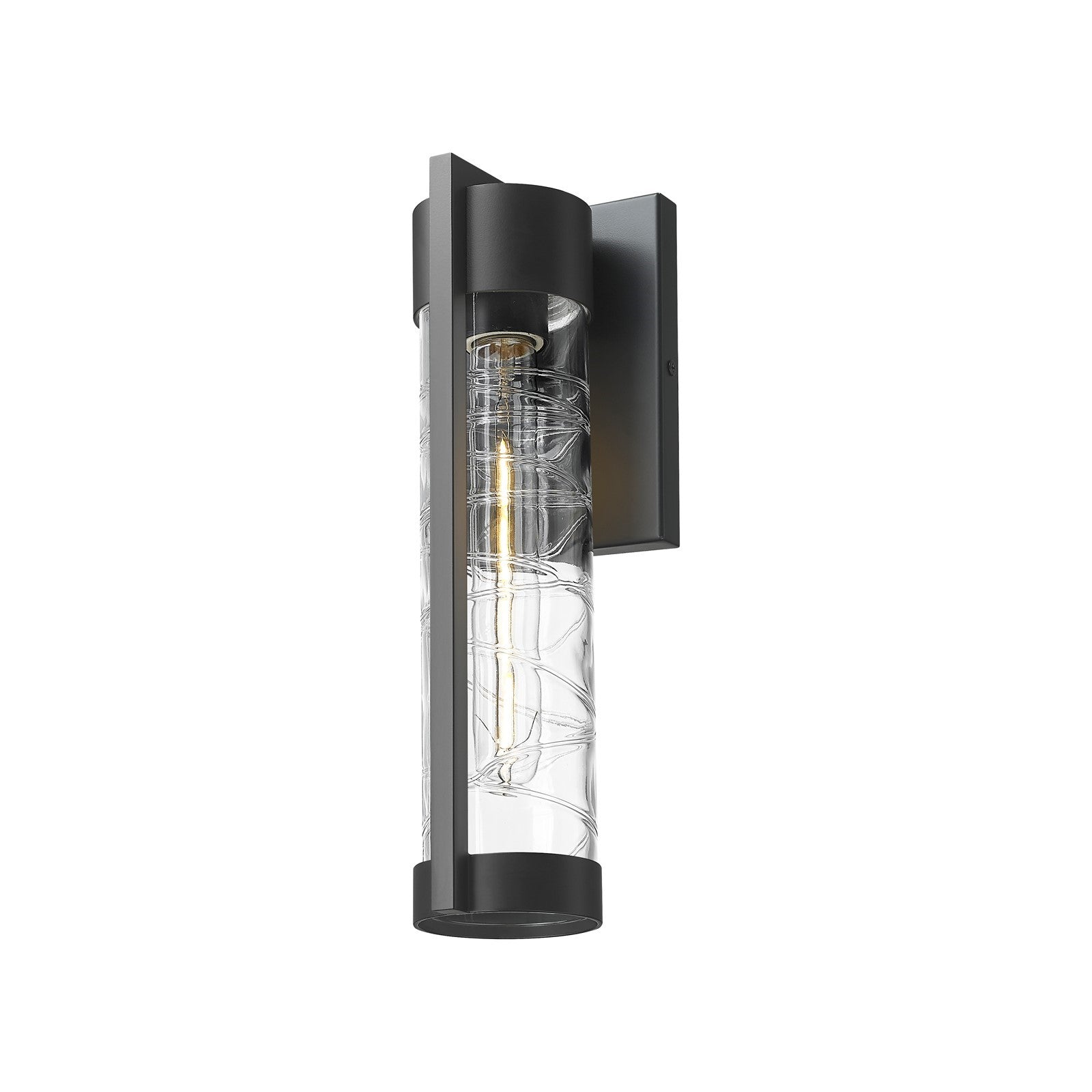 Innovations Stratford 13in 1-Light Wall Sconce | Contemporary Matte Black Aluminum and Deco Swirl Glass | Covered Patios & | Model 9954-1W-BK-13-DE