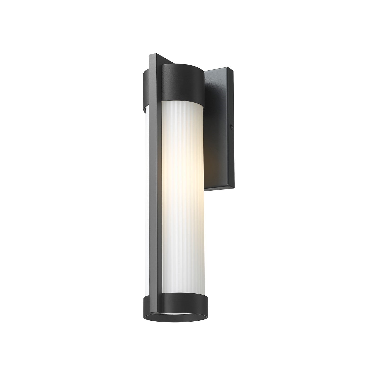 Innovations Stratford 13in 1-Light Wall Sconce | Modern Matte Black Aluminum and Opal Ribbed Glass | Covered Patios & Entryways | Model 9954-1W-BK-13-SWH