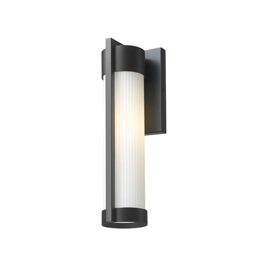 Innovations Stratford 13in 1-Light Wall Sconce | Modern Matte Black Aluminum and Opal Ribbed Glass | Covered Patios & Entryways | Model 9954-1W-BK-13-SWH