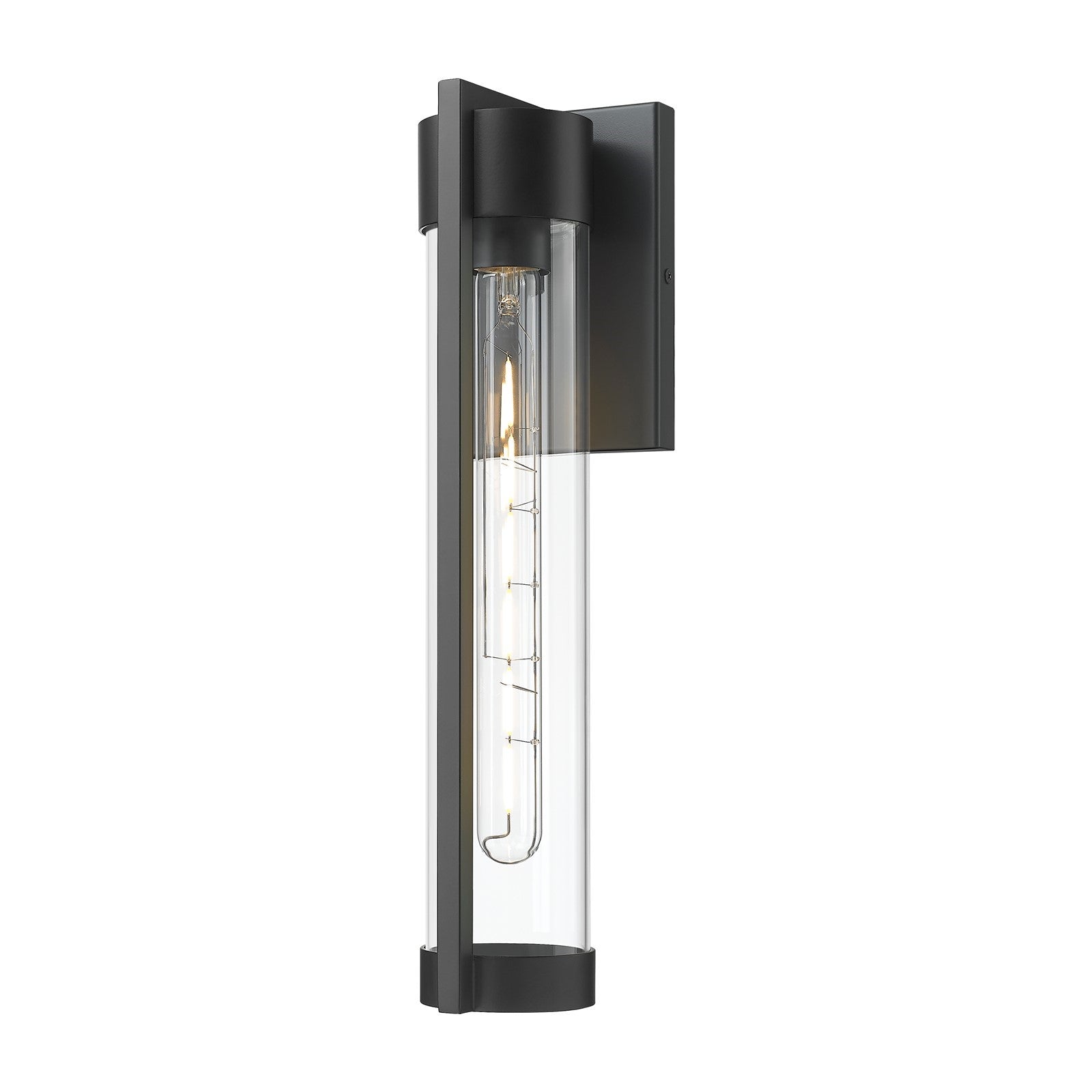 Innovations Stratford 16in 1-Light Wall Sconce | Modern Matte Black Aluminum and Clear Glass | Covered Patios & Entryways | Model 9954-1W-BK-16-CL