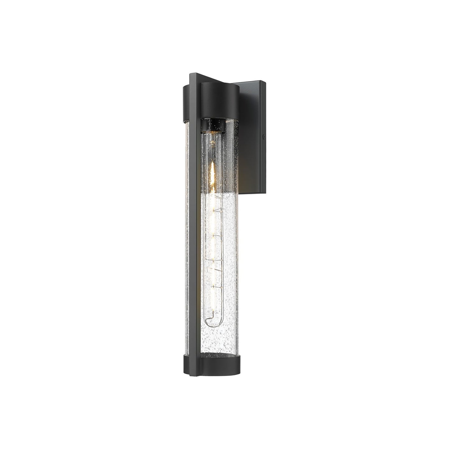 Innovations Stratford 16in 1-Light Wall Sconce | Modern Matte Black Aluminum and Clear Seedy Glass | Covered Patios & Entryways | Model 9954-1W-BK-16-SDY