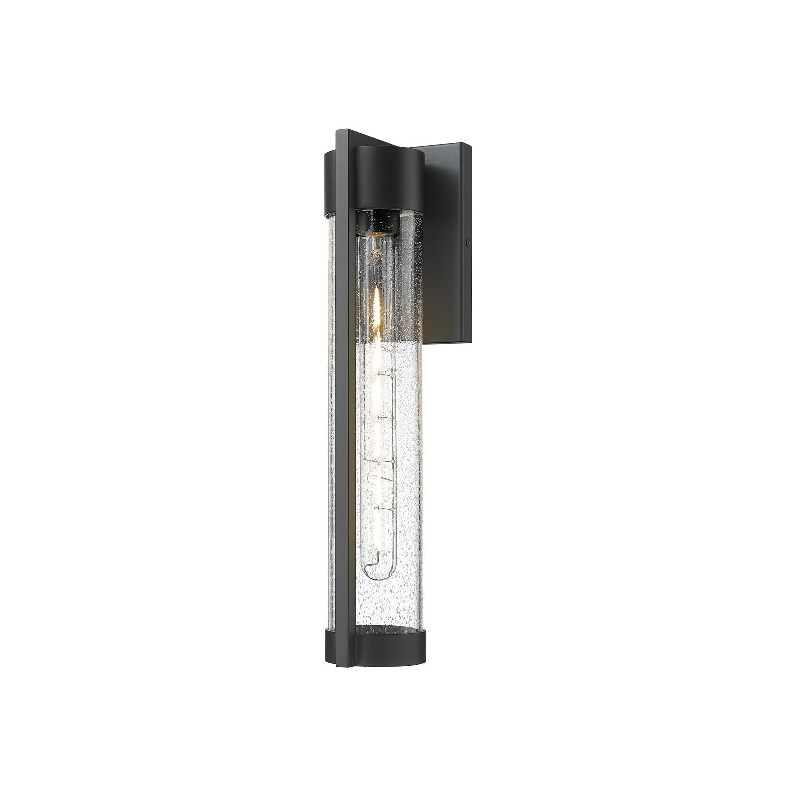 Innovations Stratford 16in 1-Light Wall Sconce | Modern Matte Black Aluminum and Clear Seedy Glass | Covered Patios & Entryways | Model 9954-1W-BK-16-SDY
