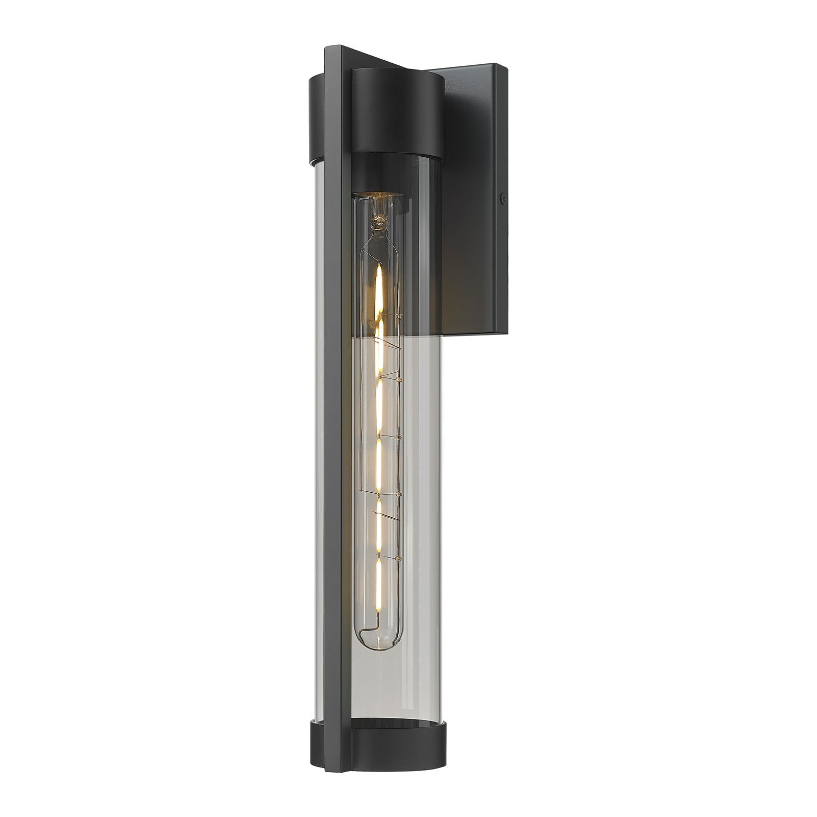 Innovations Stratford 16in 1-Light Wall Sconce | Modern Matte Black Aluminum and Light Smoke Glass | Covered Patios & Entryways | Model 9954-1W-BK-16-SM