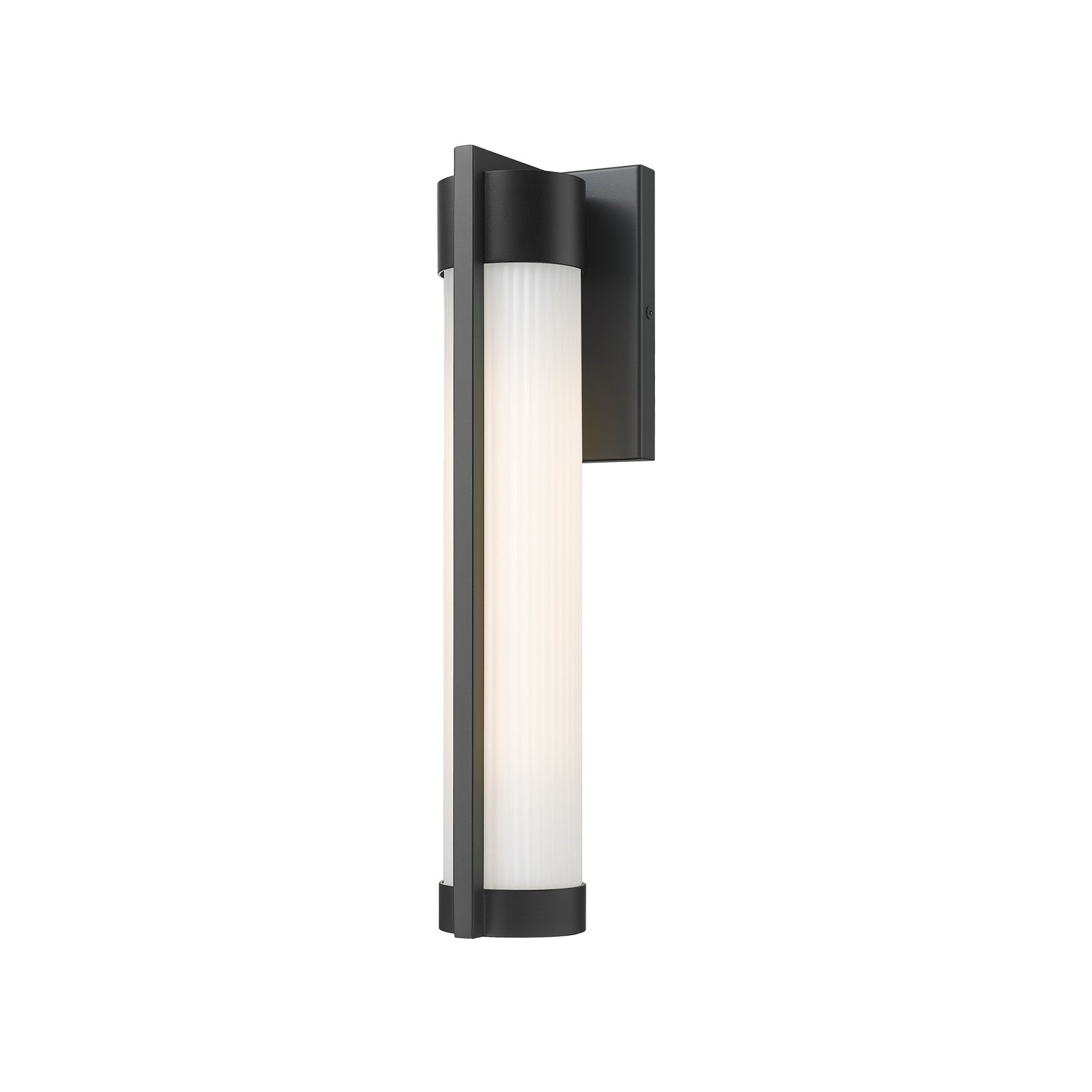 Innovations Stratford 16in 1-Light Wall Sconce | Modern Matte Black Aluminum and Striped White Glass | Covered Patios & | Model 9954-1W-BK-16-SWH
