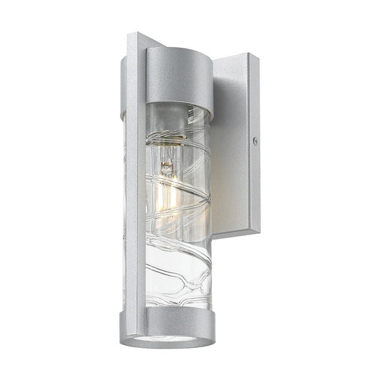 Innovations Stratford 10in 1-Light Wall Sconce | Contemporary Silver Aluminum and Deco Swirl Glass | Covered Patios & Entryways | Model 9954-1W-SV-10-DE