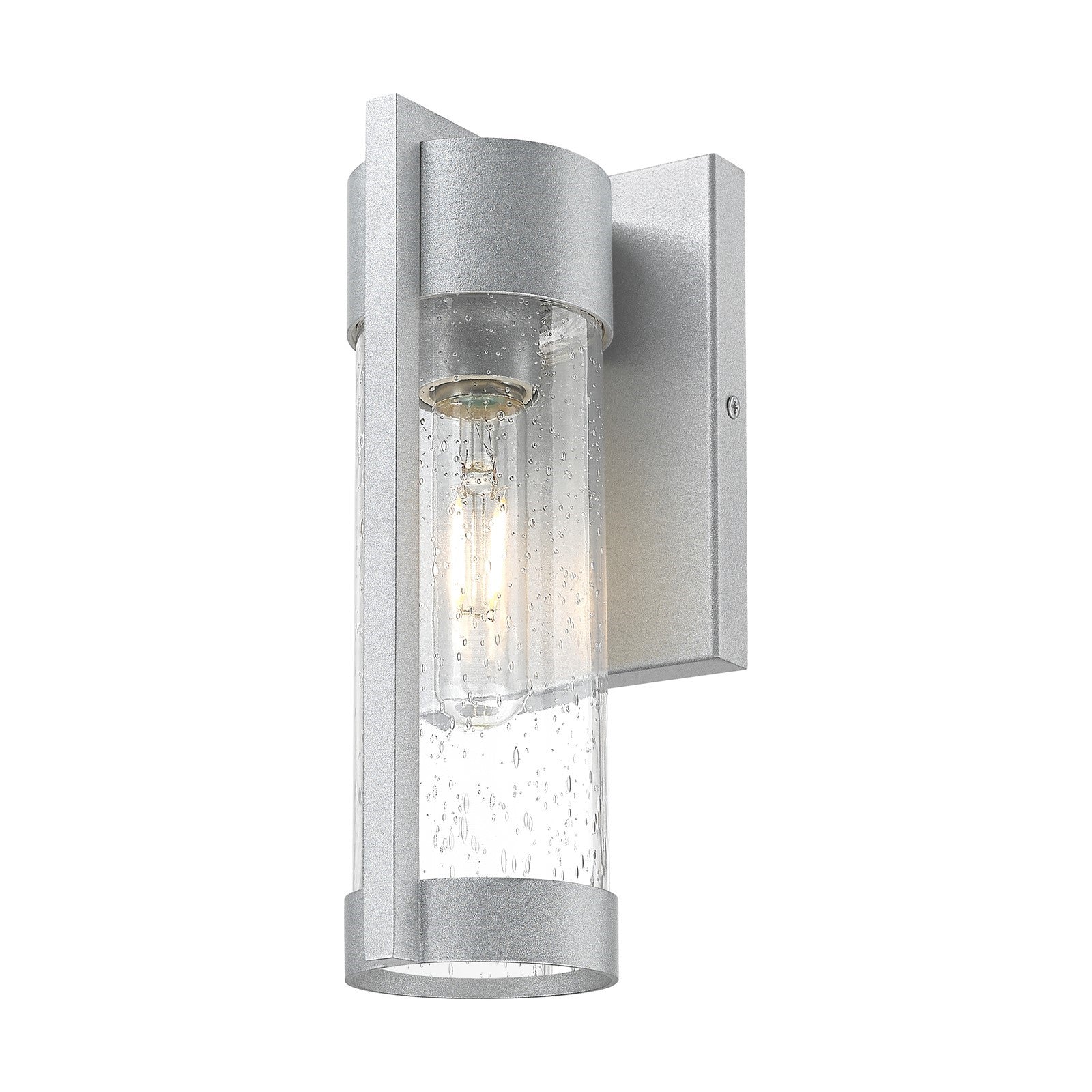 Innovations Stratford 10in 1-Light Wall Sconce | Contemporary Silver Aluminum and Clear Seedy Glass | Covered Patios & Entryways | Model 9954-1W-SV-10-SDY