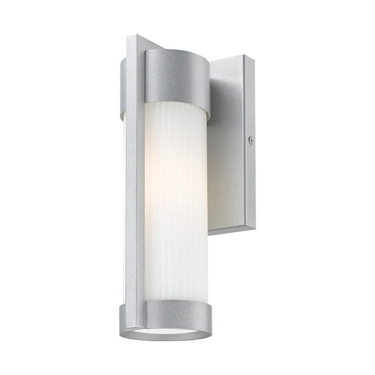 Innovations Stratford 10in 1-Light Wall Sconce | Modern Silver Aluminum and Striped White Glass | Covered Patios & Entryways | Model 9954-1W-SV-10-SWH