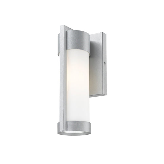 Innovations Stratford 10in 1-Light Wall Sconce | Modern Silver Aluminum and White Glass | Covered Patios & Entryways | Model 9954-1W-SV-10-WH