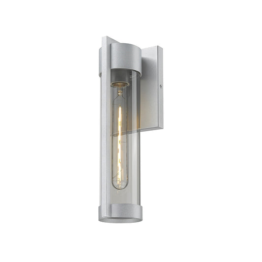 Innovations Stratford 13in 1-Light Wall Sconce | Silver Aluminum and Light Smoke Glass | Covered Patio & Entryway | 4.75 x 13.5 in | Model 9954-1W-SV-13-SM