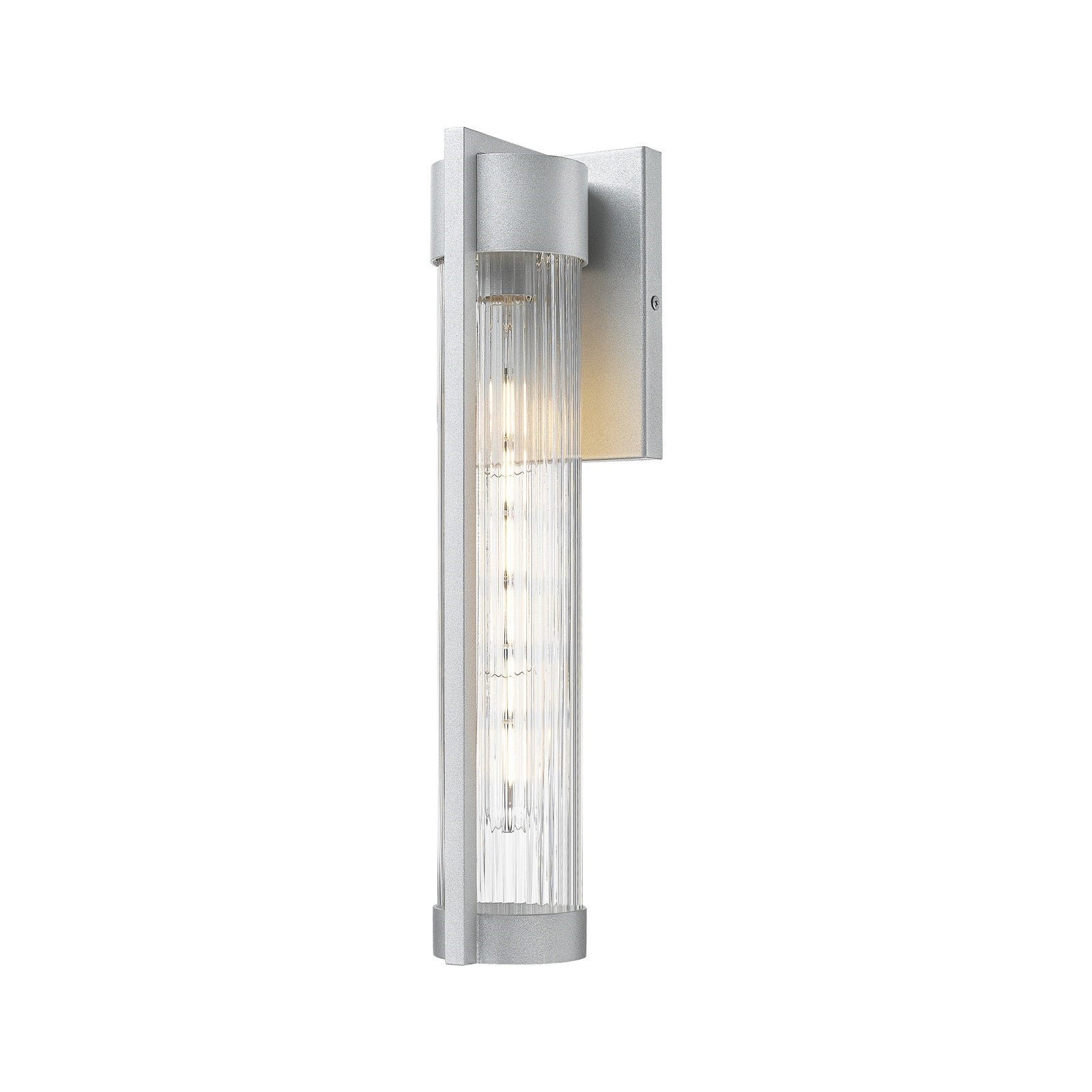 Innovations Stratford 16in 1-Light Wall Sconce | Contemporary Silver Aluminum and Striped Clear Glass | Covered Patio & Entryway | Model 9954-1W-SV-16-SCL