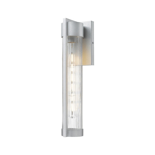 Innovations Stratford 16in 1-Light Wall Sconce | Contemporary Silver Aluminum and Striped Clear Glass | Covered Patio & Entryway | Model 9954-1W-SV-16-SCL