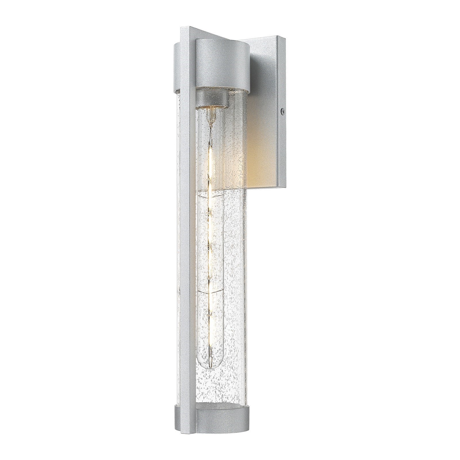 Innovations Stratford 17in 1-Light Wall Sconce | Contemporary Silver Aluminum and Clear Seedy Glass | Covered Patios & Entryways | Model 9954-1W-SV-16-SDY