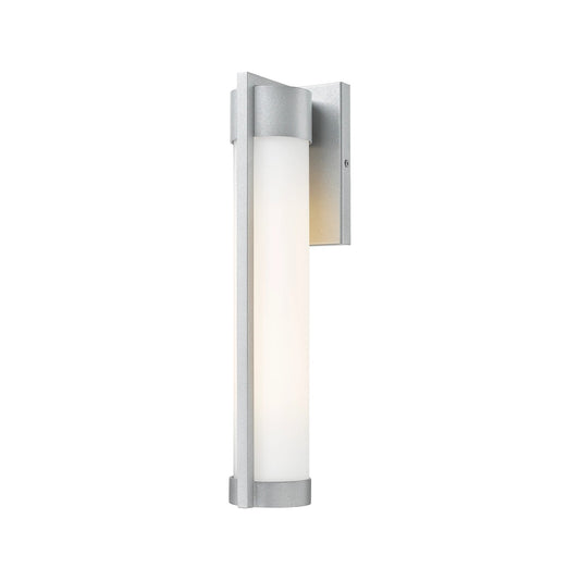 Innovations Stratford 17in 1-Light Wall Sconce | Contemporary Silver Aluminum and White Glass | Covered Patios & Entryways | Model 9954-1W-SV-16-WH