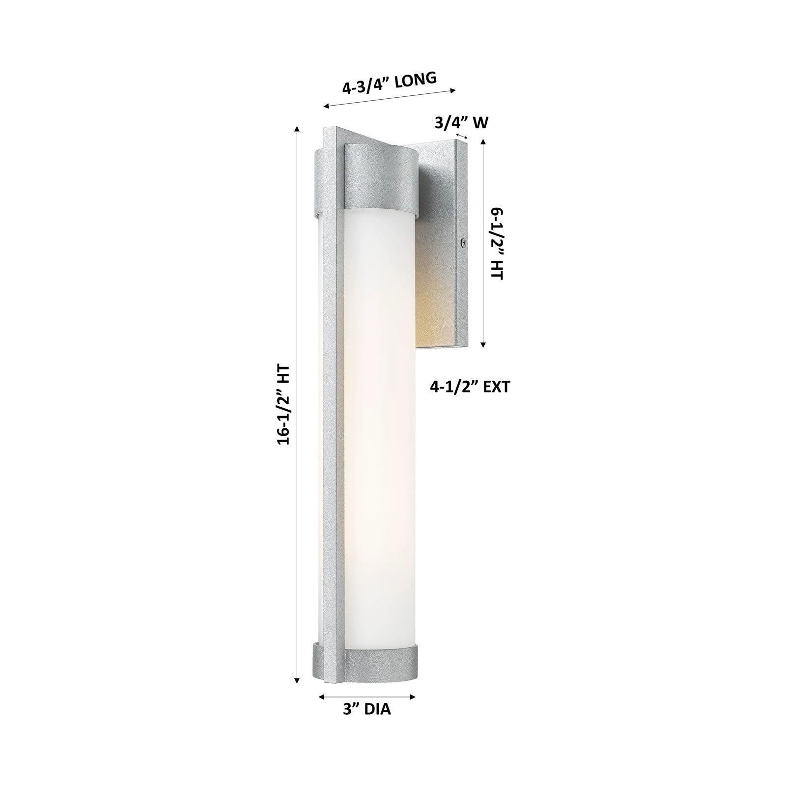 Innovations Stratford 17in 1-Light Wall Sconce | Contemporary Silver Aluminum and White Glass | Covered Patios & Entryways | Model 9954-1W-SV-16-WH