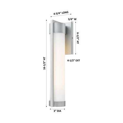 Innovations Stratford 17in 1-Light Wall Sconce | Contemporary Silver Aluminum and White Glass | Covered Patios & Entryways | Model 9954-1W-SV-16-WH