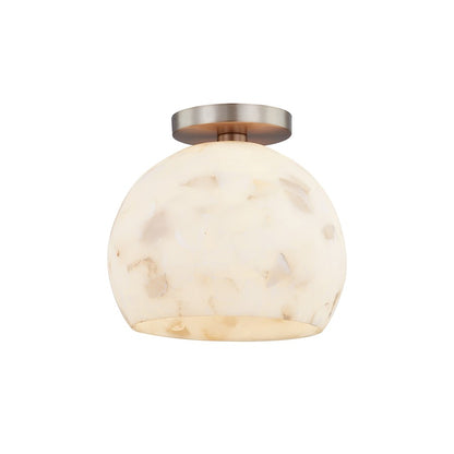 Justice Alabaster Rocks! 1Lt Globe Semi-Flush Mount, Brass - ALR-6353-BRSS