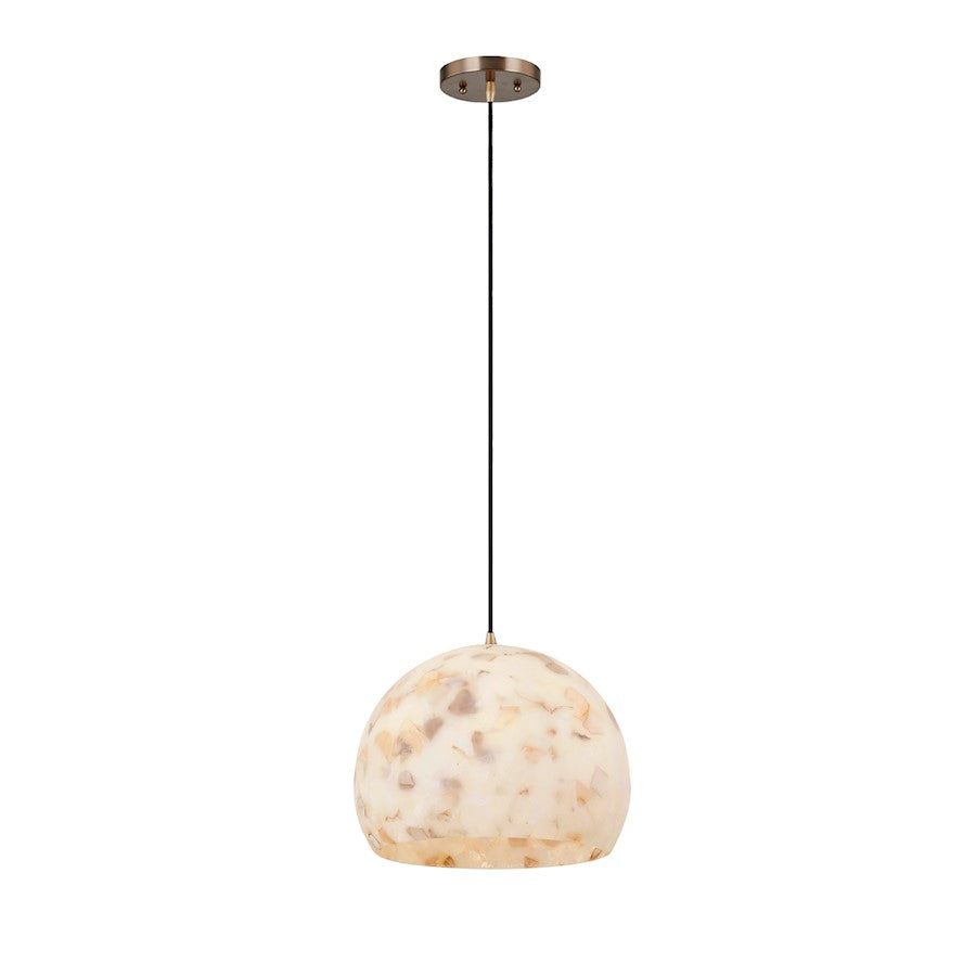 Justice Design Alabaster Rocks! 1 Light 10" Globe Pendant, Brass - ALR-6533-BRSS