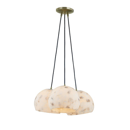 Justice Design Alabaster Rocks! 3 Light Globe Pendant, Brass - ALR-6534-BRSS