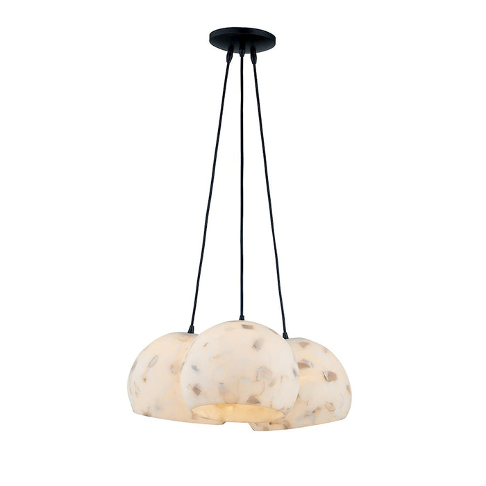 Justice Design Alabaster Rocks! 3 Light Globe Pendant, Black - ALR-6534-MBLK