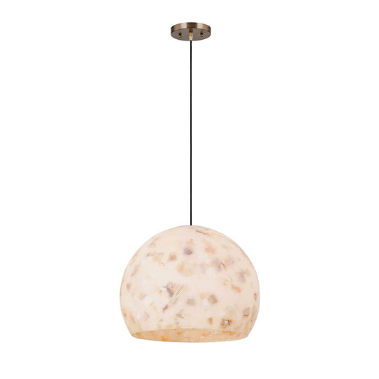 Justice Design Alabaster Rocks! 1 Light 13" Globe Pendant, Brass - ALR-6535-BRSS