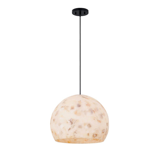 Justice Design Alabaster Rocks! 1 Light 13" Globe Pendant, Black - ALR-6535-MBLK