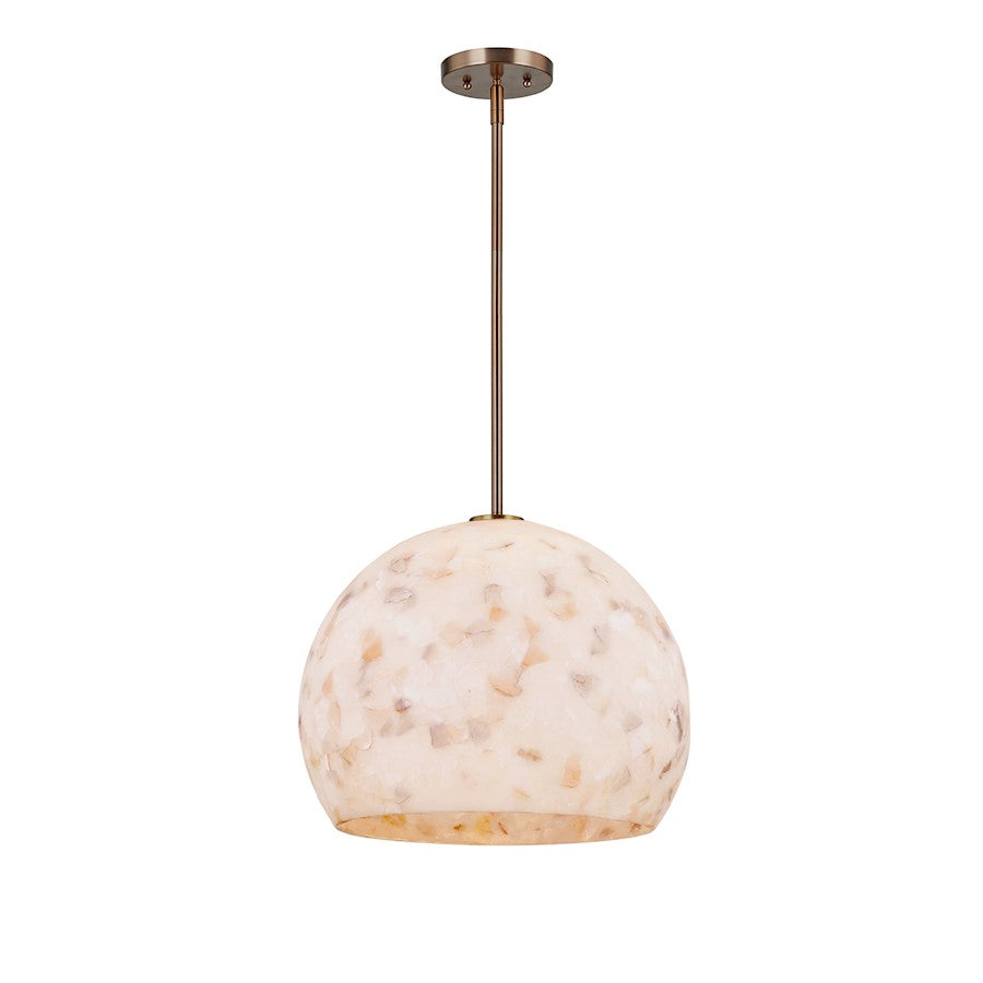 Justice Design Alabaster Rocks! 1 Light 17" Globe Pendant, Brass - ALR-6537-BRSS