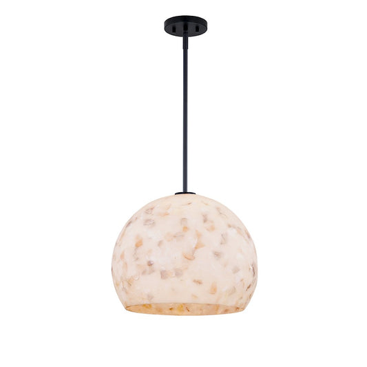 Justice Design Alabaster Rocks! 1 Light 17" Globe Pendant, Black - ALR-6537-MBLK