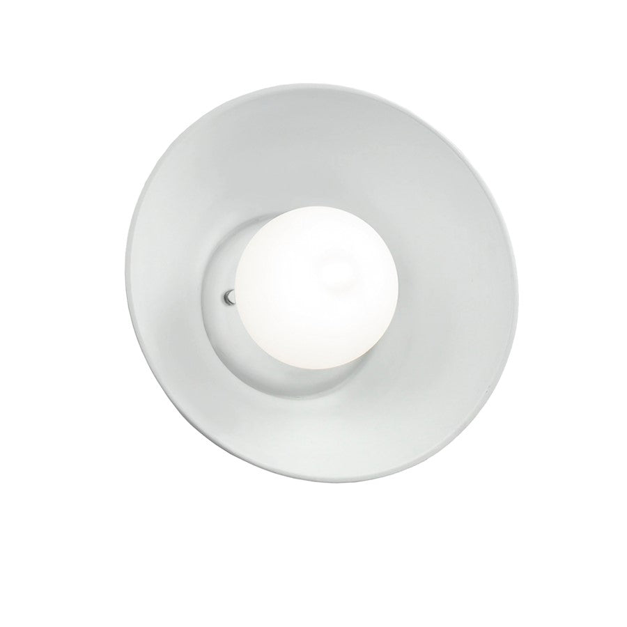 Justice Design Ambiance 1 Light Coupe Wall Sconce, Gloss White - CER-3030-WHT