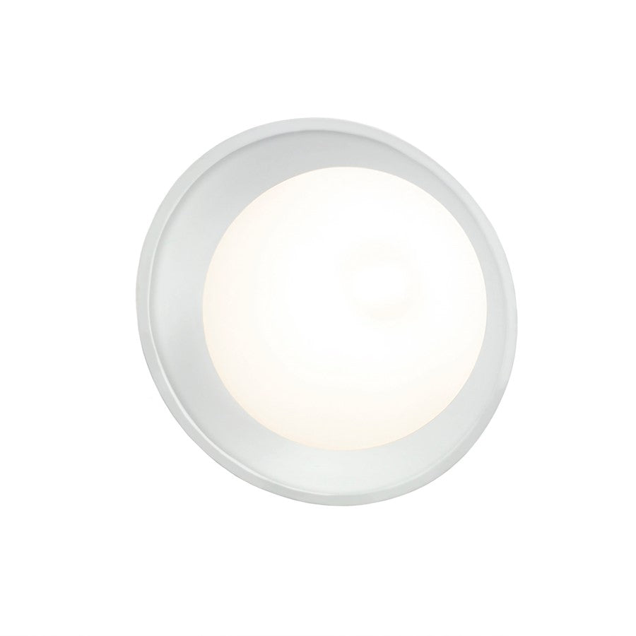 Justice Design Ambiance 1Lt Mini Coupe Wall Sconce, Gloss White - CER-3035-WHT