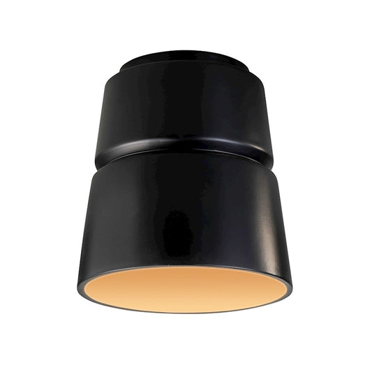 Justice Design Radiance 1Lt Cone Ceramic Flush Mount, Black/Gold - CER-6150-CBGD