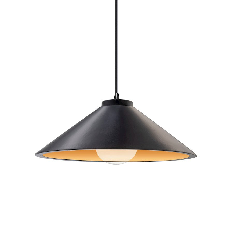 Justice Design Radiance 1Lt Flare Pendant, BK/GD/BK - CER-6240-CBGD-MBLK-BKCD