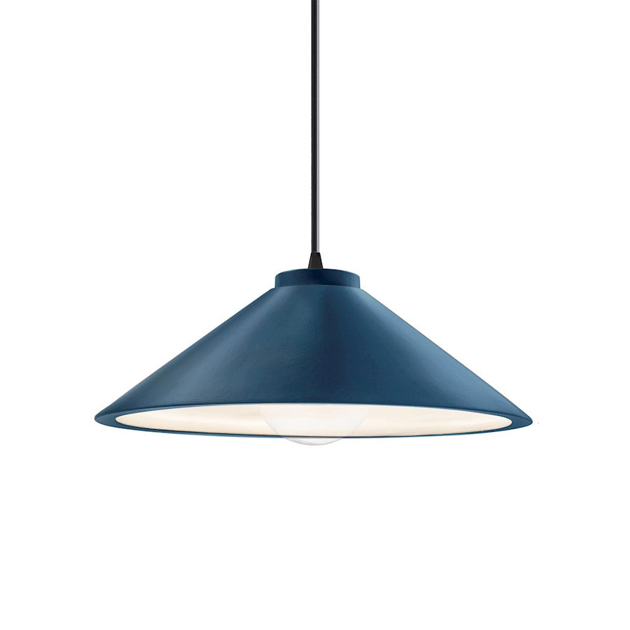 Justice Design Radiance 1Lt Flare Pendant, S/Bisque/BK - CER-6240-MID-MBLK-BKCD