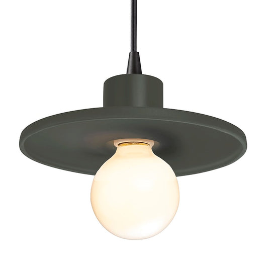 Justice Design Radiance 1Lt Saucer Pendant, Green/BK - CER-6325-PWGN-MBLK-BKCD