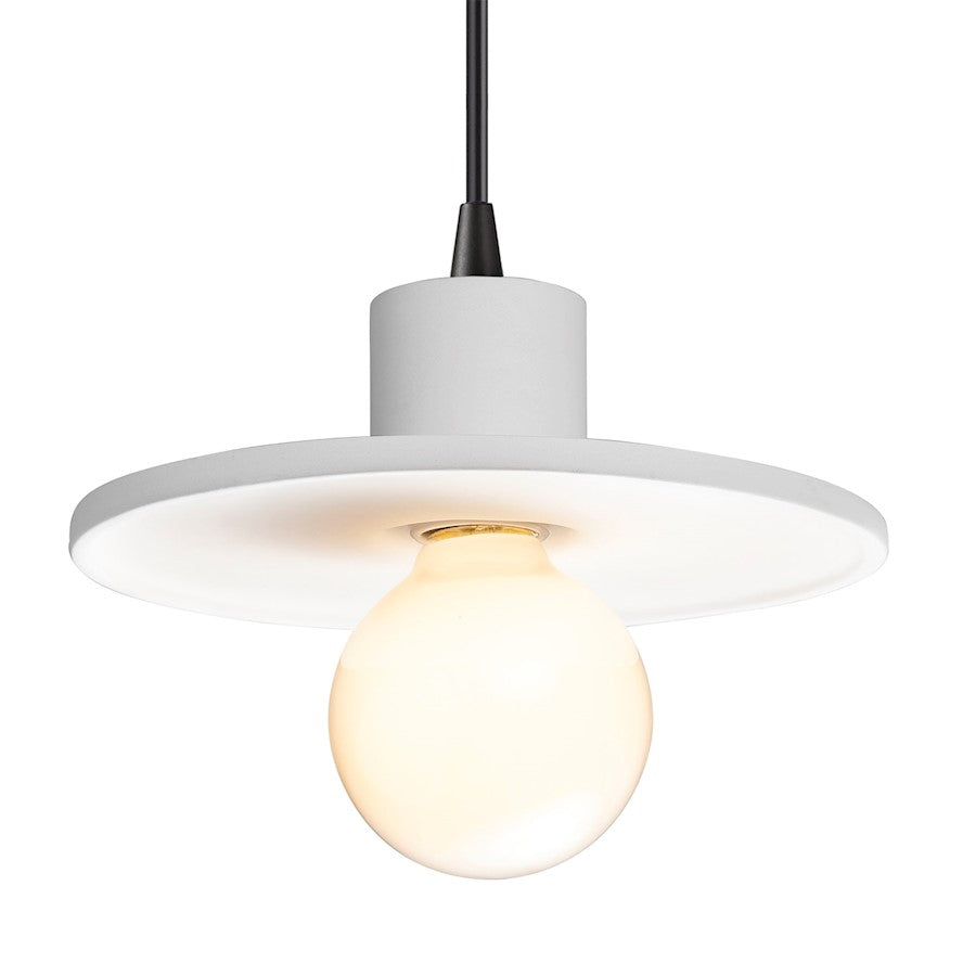 Justice Design Radiance 1Lt Saucer Pendant, White/Black - CER-6325-WHT-MBLK-BKCD