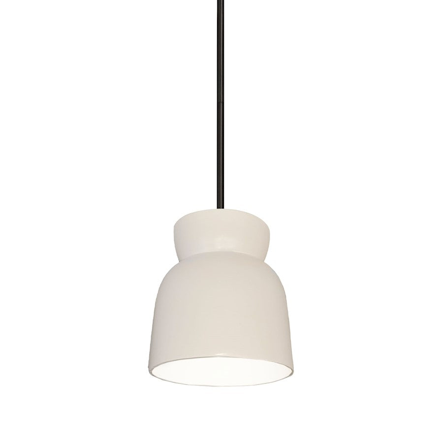 Justice Design Radiance 1Lt LG Hourglass Pendant, MW/B - CER-6515-MAT-MBLK-RIGID