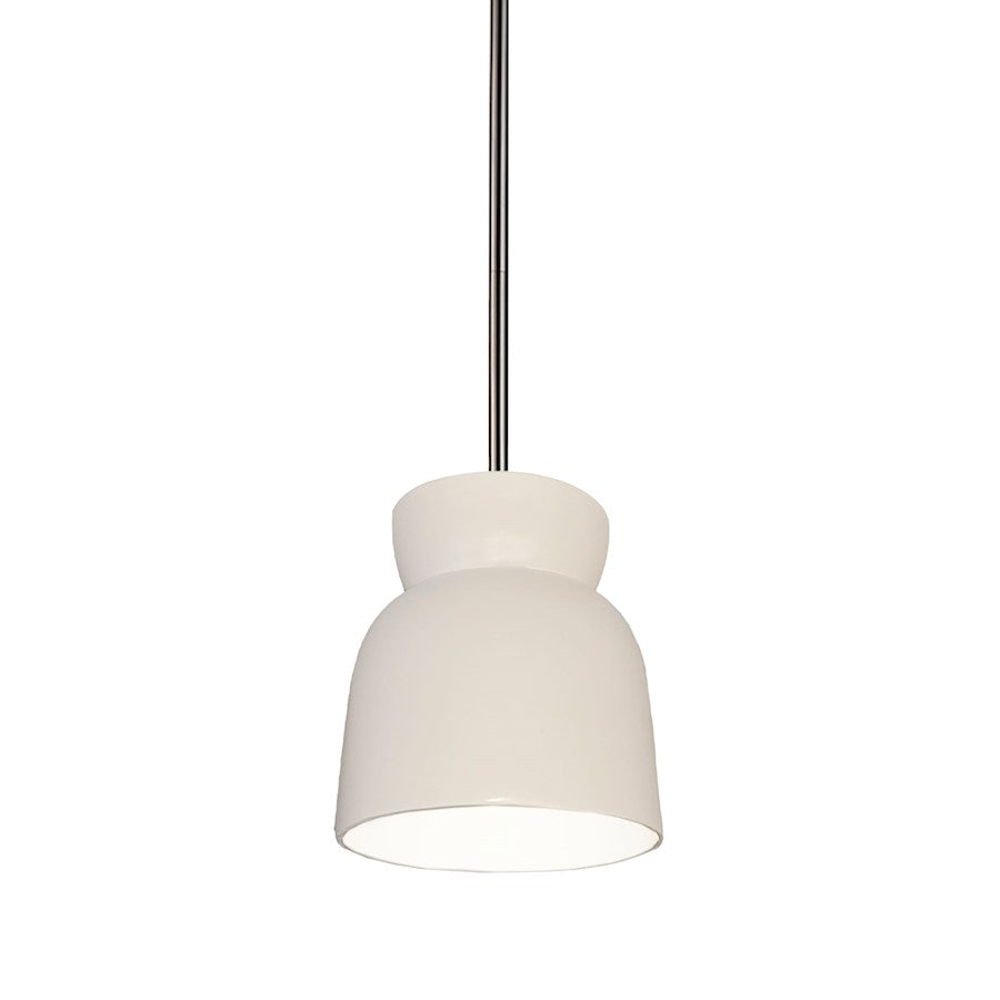 Justice Design Radiance 1Lt LG Hourglass Pendant, MW/N - CER-6515-MAT-NCKL-RIGID