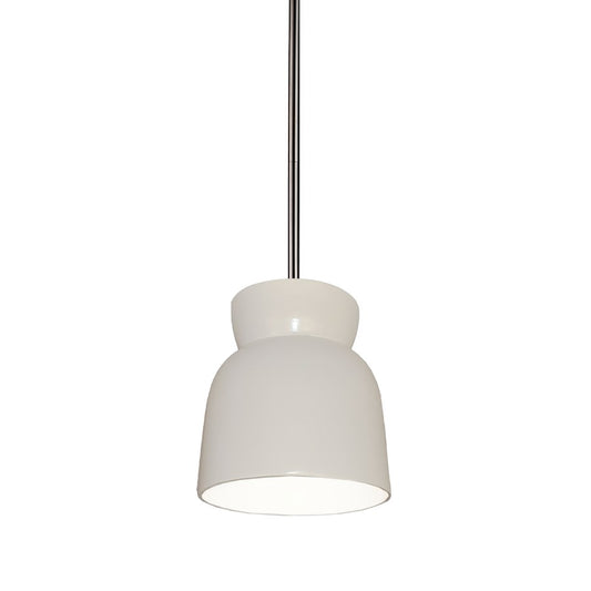 Justice Design Radiance 1Lt LG Hourglass Pendant, GW/N - CER-6515-WHT-NCKL-RIGID