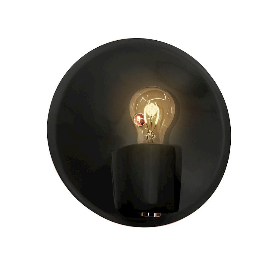 Justice Design Ambiance 1Lt Shield Wall Sconce, Black/Brass - CER-7051-CRB-BRSS