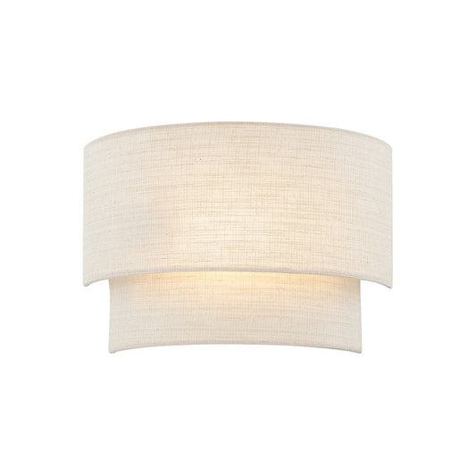 Justice Textile 1Lt Rectangle 14" Wall Sconce, White/Cream - FAB-5770-CREM